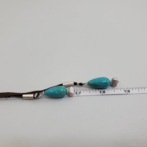 Boho‎ Necklace Choker Suede Brown Silver Tone Faux - Picture 7 of 7